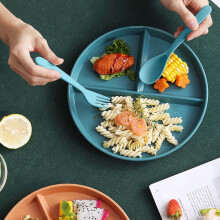 Xqxayjr Verdeelde Bordenset (3 Vakken) met Bestek, Bento Lunchtray, Portiecontrole – Geschikt voor Kinderen & Volwassenen