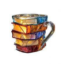 ACDANC Painted Book Mug – Handmade Colorful Acrylic Stack-Shaped Coffee Cup, Literary-Themed Gift for Book Lovers, Compatible with Dishwasher