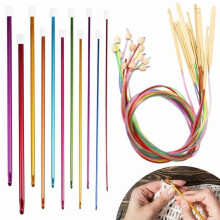 23 Pieces Complete Tunisian Crochet Hook Set with Bamboo & Aluminum Hooks (2mm-10mm) for Blankets, Afghan & Large Projects