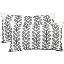Lot de 2 housses de coussin en lin à pois noirs, 45 x 45 cm, compatibles avec les coussins standard.