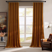 Burnt Orange Velvet Curtains Light Blocking Thermal 52x84