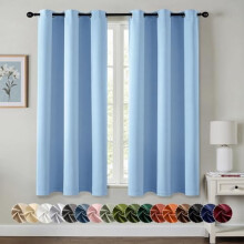 Cortinas opacas azul-celeste, 40x45 polegadas (101,6 x 114,3 cm), 2 painéis, isolamento térmico, bloqueio de luz, redução de ruído, ilhós na