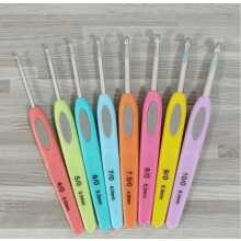 8Pcs Crochet Hooks Set,Large Handle Ergonomic Grip Aluminum Smooth Sweater Knitting Needle for Arthritic Hands