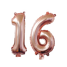 Ballons de fête - Ballon chiffre 16 de 101,6 cm (40 pouces) - Décorations de fête, festival, anniversaire, ballons géants en aluminium -