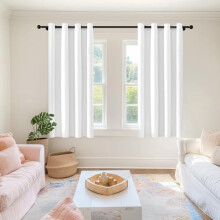 Cortinas opacas de lino de 52x90 pulgadas, 2 paneles, con ojales en la parte superior.