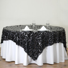 Toalha de mesa quadrada preta com lantejoulas grandes, 183 cm x 183 cm, para festas e cozinha.