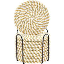Set de 10 suporturi pentru pahare cu suport, țesute din bumbac și absorbante, decor minimalist pentru casă pentru protecția mesei, 10,9 cm –