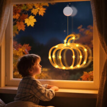 Décoration lumineuse d'automne avec ventouse, lampe LED décorative pour fenêtre, IP55, décoration d'Halloween B