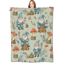 Couverture Gnome des Bois Mignonne – Plaid en Polaire Douce et Légère (127 x 152 cm), Idéale pour les enfants et les amoureux de la nature,