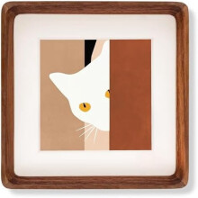 Cadre photo carré 5x5 en bois de noyer naturel, avec passe-partout 3,5x3,5 pouces, idéal pour une présentation murale ou sur table.