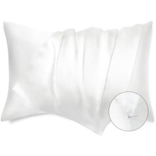 Taies d'oreiller en satin avec fermeture éclair, lot de 2, format Queen (51 x 76 cm), douces et soyeuses pour les cheveux et la peau, cadeau pour
