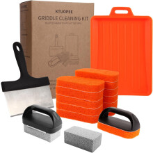 Upgraded 18-Pc Griddle Cleaning Kit for Blackstone – Scraper, Heat-Resistant Silicone Spatula Mat, Grill Brick, Scouring Pads