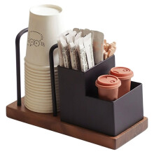 Walnut Wood Disposable Paper Cup Holder for Home Kitchen Office Use Storage for Coffee Sugar Tea Bags Coffee Station