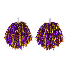 HEVIRGO Lot de 2 pompons de pom-pom girl en feuille métallique, avec poignée, pour compétitions sportives et fêtes.