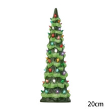 Árvores de Natal retrô de cerâmica pintadas à mão com luzes - Decoração de mesa para casa, enfeite festivo