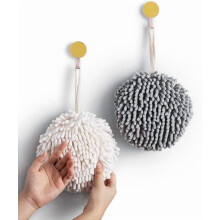Serviette boule duveteuse blanche et grise - Séchez vos mains instantanément et facilement avec cet ensemble de serviettes de bain créatives et