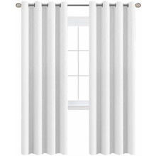 Cortinas brancas com isolamento térmico, 132 x 244 cm, com ilhós, 1 painel – Compatíveis com quarto e sala de estar.