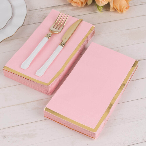 Χαρτοπετσέτες φαγητού BalsaCircle50Pink Απλές Soft2Ply με Χρυσό Φύλλο Αλουμινίου,