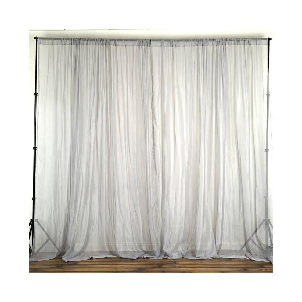 Balsacircle 10 Feet X 10 Feet Sheer Voile Backdrop Drapes Curtains 2 Panels 5X10 Feet Wedding Party Silver 9313598006424