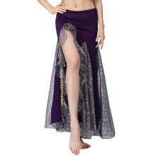 Glitzernder Rock für Damen, Karnevals- und Urlaubsrock, eleganter Pailletten-Wickelrock mit hohem Schlitz für Bühnenauftritte und Abendpartys