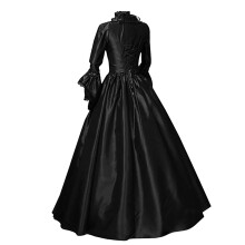 1800s Dress for Women, Vintage Retro Gothic Long Sleeve Hooded Dress Long Gown Dresses Black 5XL