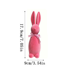 Paashaasdecoratie: Staande paashaasfiguur met strik, roze schuimrubberen paasdecoratie voor tafeldecoratie, feestdecoratie voor thuis, 24,6 x 11,9 cm