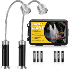 Grilllys med magnetisk base, 360 fleksibel svanehals, lyssterk LED – pakke med 2, kompatibel med griller