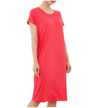 Női plus size pamut hálóruha - egyszínű, kerek nyakú, bő szabású, midi hálóing beépített melltartóval, kényelmes otthoni ruha (M-4XL)