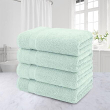 Serviettes de bain turques 100 % coton, lot de 4, 69 x 137 cm, extra larges, douces et absorbantes, couleur menthe