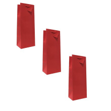 Lot de 3 sacs à vin rouges pour bouteilles de vin, sacs cadeaux pour vin, 9,7 x 8,9 x 35 cm, sacs pour bouteilles de vin avec poignées en corde