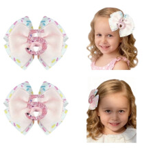 2 stuks 4 inch glitter haarstrikjes met cijfer 5 voor meisjes en peuters, geschikt voor een verjaardagsfeestje