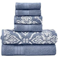 Ensemble de 6 serviettes réversibles Amaris en jacquard teint en fil – Bain, mains, gants de toilette – Super absorbantes, séchage rapide, 100