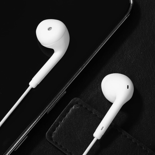 Auriculares con cable, micrófono con cancelación de ruido y conector de 3,5 mm (blancos) 2