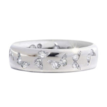 Women Butterfly Cubic Zirconia Inlaid Finger Ring Wedding Party Jewelry-White