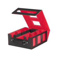 Caixa para Guardar Cartas Colecionáveis com Janela, Caixa Magnética para Baralho com Alça, Estojo para Cartas de Jogos e Esportes, Preto e Vermelho