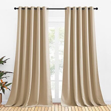 Rideaux occultants thermiques à œillets pour chambre à coucher (beige biscotti, 2 panneaux, 70 x 108 po)