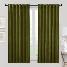 Rideaux occultants thermiques en velours vert mousse, 183 cm de long, 132 cm de large x 183 cm de long, 2 panneaux, compatibles avec les fenĂŞtres