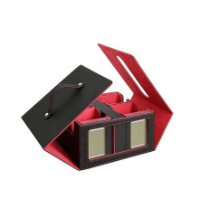 Trading Card Storage Box with Window Magnetic Deck Box with Handle, Removable Deck Case for Sports Cards Black+Red