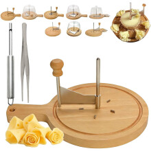 Rueda rizadora de queso de acero inoxidable con base de madera