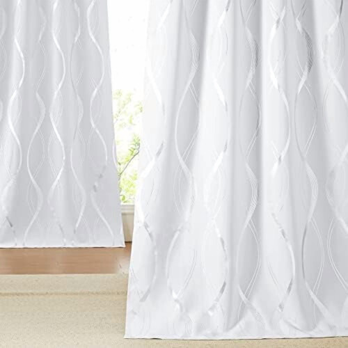 Microfiber Blackout Curtains 52x84 in, Grommet Top, Silver