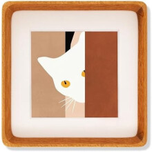 Cadre photo carré 5x5 en bois de teck naturel, avec passe-partout 3,5x3,5 cm, idéal pour une présentation murale ou sur table.