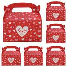Boîte à bonbons portable pour la Saint-Valentin - 10 boîtes cadeaux en forme de cœur avec poignées pour biscuits, cadeaux de Saint-Valentin,