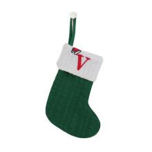 7 hüvelykes mini kezdőbetűs karácsonyi harisnya monogram hímzett karácsonyi harisnya piros, fehér, zöld kötött mini harisnya karácsonyi