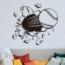 Stickers muraux 3D sur le thème du baseball, autocollants en vinyle repositionnables pour chambre d'enfant, crèche, salle de jeux – 60 x 30 cm,