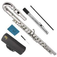 SLADE Nickel Plating Bent Tube Flute, 16-Hole E-Key C Major Double  Curved Headjoint Student Flute, Beginner Bend Flute Kit