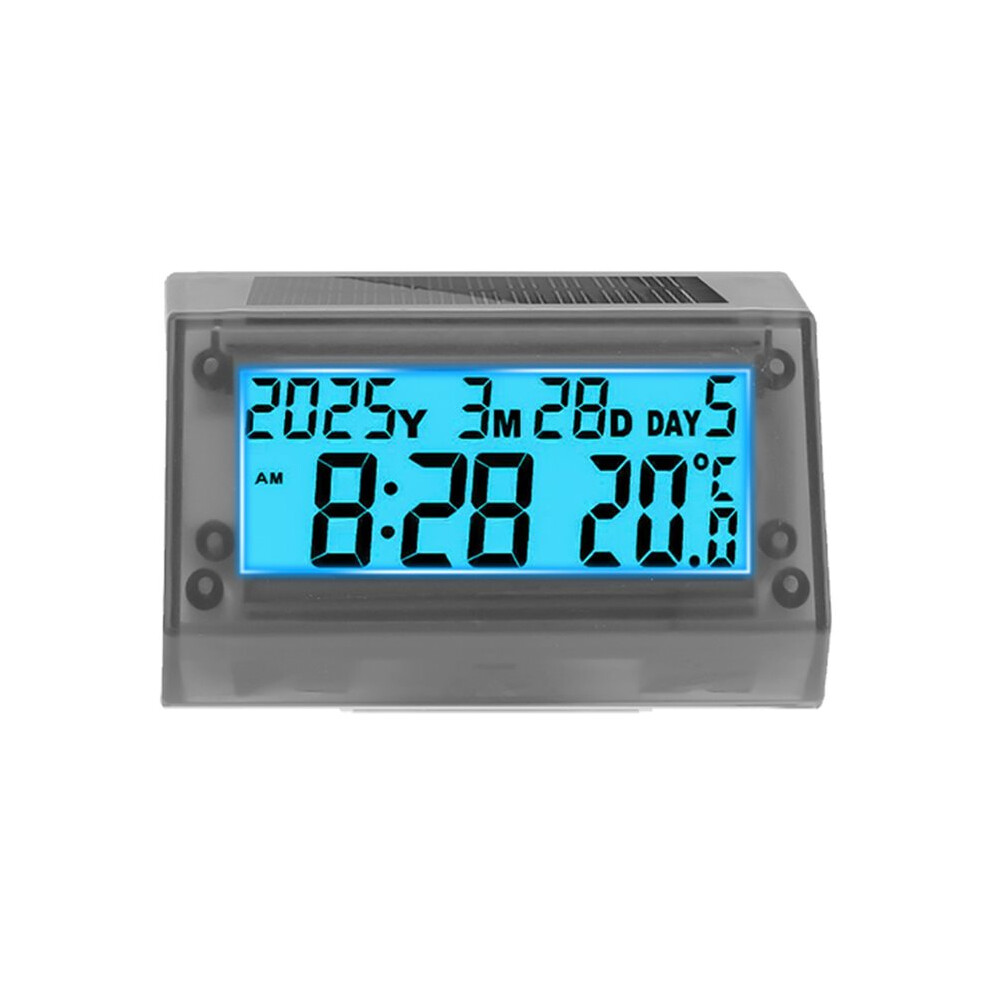 Solar Motorcycle Digital Clock With Date Week Temperature Lcd Backlit Display Waterproof Thermometer With Stand 4713344565871