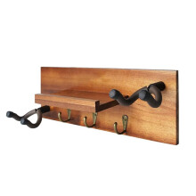 Supporto da Parete per Chitarra con Gancio Girevole, Supporto per Chitarra In Legno con Ripiano e Porta Plettri, Supporto da Parete per Chitarra