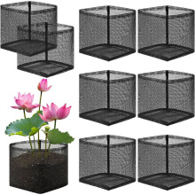8 Pcs Pond Plant Baskets, Square Reusable Aquatic Planting Bags Breathable Mesh Garden Water Plant Pot for Plants