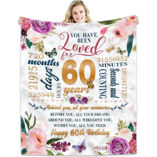 Coperta per il 60 compleanno da donna, 50x60", compatibile con l'anno di nascita 1964, regalo e decorazione per il 60 compleanno