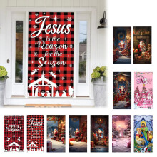 Decorazioni natalizie per la porta d'ingresso, coperture natalizie per porte d'ingresso per interni ed esterni, striscione per la porta d'ingresso,